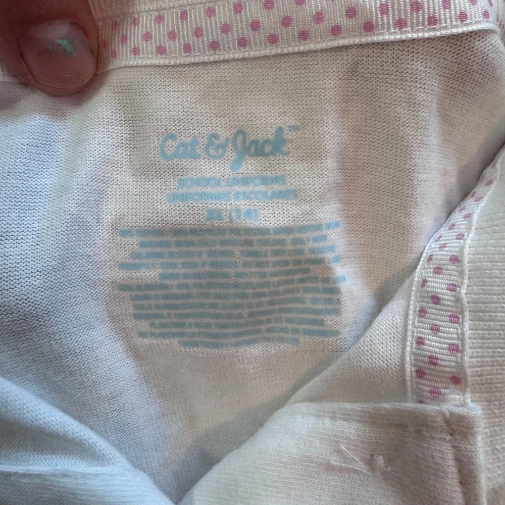 Cat‎ & Jack Girls White Short Sleeve School Uniform Polo Shirt XL 14 NWT